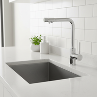 Robinet d'eau chromé à poignée unique Tidjune, robinet de filtration d'eau pivotant avec purificateur d'eau à 3 voies, robinets de cuisine
