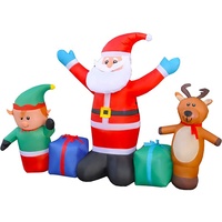 Decoración Navideña Inflable de Santa Claus, Duende y Reno, Decoración Navideña Inflable para Jardín y Patio Exterior