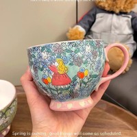 Mug en céramique nordique simple peint à la main, grande capacité (401-500 ml), compatible micro-ondes et lave-vaisselle, cadeau d'anniversaire durable pour la maison