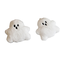 Porte-clés fantôme en peluche blanche fait main, mignon et moelleux, breloque de sac Halloween, pendentif petit monstre doux pour sac à dos