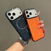 Étui de téléphone rétro en cuir PU pour affaires, antichoc, avec chargeur sans fil pour iPhone 17 16 15