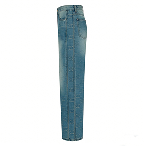 بنطلون جينز رجالي بالجملة من المصنع، تصميم عتيق مغسول باللون الأزرق، بقصة فضفاضة وأرجل واسعة وخصر منخفض، جينز رجالي بتصميم مخصص - Product Image 3