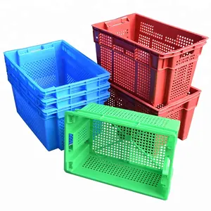 Cajas de plástico baratas para frutas y verduras, caja apilable y estable de buena calidad