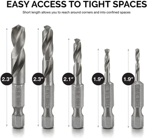 1/4" Quick Change Hex Shank/M2 High Speed Steel <strong>Drill</strong> Bit for Quick Change Chucks and Drives - Product Image 2