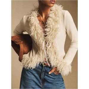 Cárdigan Corto Personalizado para Mujer con Lazo Delantero, Suéter de Punto con Cuello en V, Manga Larga, Estilo Casual Otoñal - Product Image 2