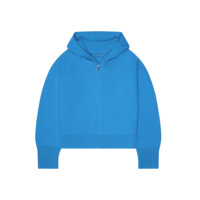 Großhandel Maßgeschneiderte Retro Casual Raglan-Ärmel Reißverschluss Großer Kapuzenpullover Unisex Dick Einfarbig 100% Baumwolle Gestrickter Cardigan Damen-Pullover