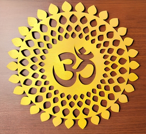 Mandala Rotondo in Legno Dorato Lucido, Arte Murale Ecologica di Alta Qualità per Decorazione Domestica - Product Image 3