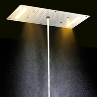 Ensemble de robinets mitigeurs thermostatiques en laiton, pour salle de bains, plafond, douche LED, à montage encastré, avec pomme de douche effet pluie, cascade, Massage