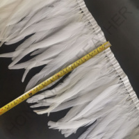 Plumes de queue de coq blanc pur, garnitures, plumes de coque, franges pour fêtes, carnavals, artisanat, vêtements, accessoires de décoration
