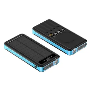 Cheap Portable Solar Power Bank 10000mAh Wireless Built-in USB Cable For Phone