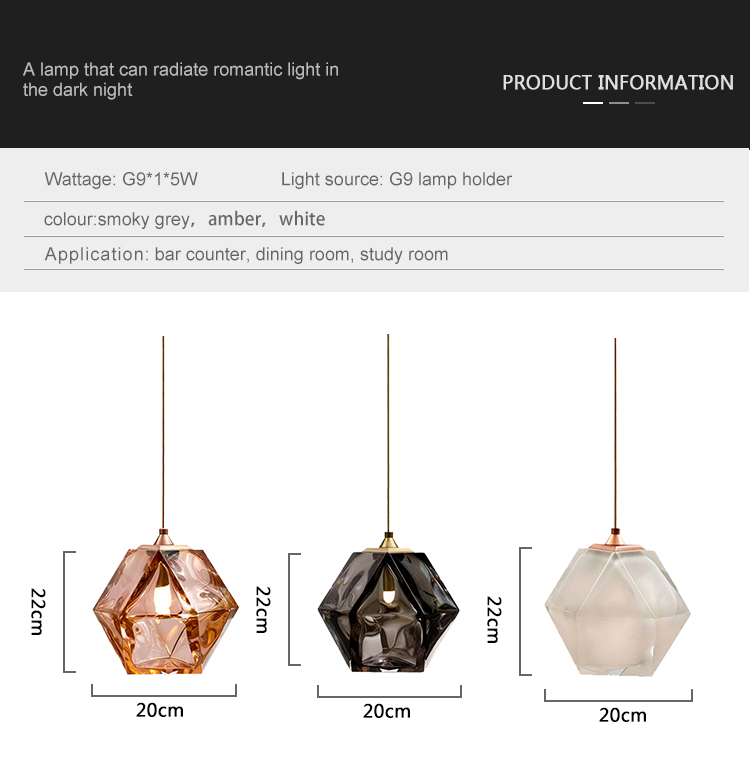 New Design Indoor Study Room Dining Room Decoration G9 Glass Pendant Light