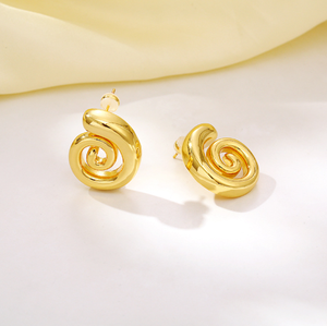 Fábrica directamente 18K chapado en oro giratorio hilo pendientes INS moda mosquito bobina disco Stud pendiente <span class=keywords><strong>Stock</strong></span> joyería - Product Image 3