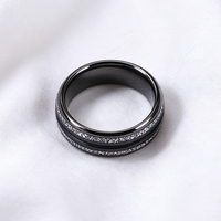 Bague de mariage en tungstène couleur canon de fusil avec incrustation de météorite et de corde de guitare pour fiançailles, anniversaire, cadeau, fête, bijoux de mode - Vente en gros