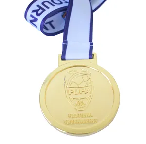 Football Cup 3d Gold Plating Casting Metal Medal Custom Logo Aluminum Award Marathon Sport Football Soccer Medal And Trophy