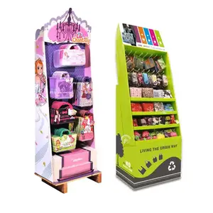 Rak display kardus stand produk kustom shipper ritel Display dompet kait kardus display stand