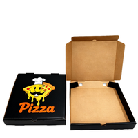 Boîte à pizza personnalisée en carton kraft avec logo, motif dessin animé, chapeau de chef, fente pour pouce, MOQ 500 pièces