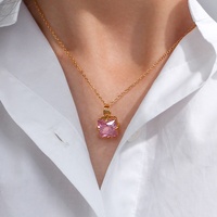 Collier avec pendentif carré en zircon Dreamshow, bijoux pour couple, collier avec pendentif en zircon cubique pour femmes