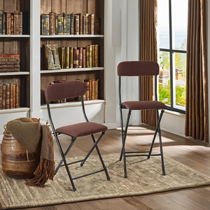 Fabric <strong>Seat</strong> and Back Folding <strong>Floor</strong> Chair with Foam Filling Iron Leisure Chair for Living Room and Bathroom Easy to Assemble - Product Image 2