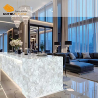 Comptoirs en quartzite Cristallo Cotrustone, polis, translucides, pour cuisine de villa ou d'hôtel