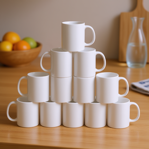 Tazas de café de cerámica blanca para sublimación, 11 oz, aptas para lavavajillas y microondas, diseño minimalista, 36 piezas por juego - Product Image 2