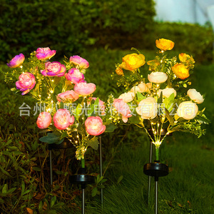 Solar Garden <b>Lights</b> 7 Head LED <b>Rose</b> Flower Solar Powered Outdoor Waterproof Decorative Lawn Stake <b>Light</b> - Product Image 3