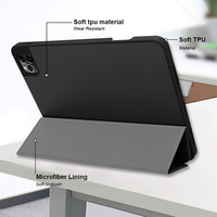 Étui pour tablette hybride TPU PU pour iPad Pro 13 2024 étui universel en cuir avec fente pour crayon
