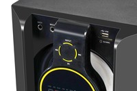 Haut-parleur en bois 2.1 canaux haute puissance 100W avec subwoofer + 20W*2 enceintes satellite BT/FM/USB/SD/AUX/Télécommande pour la maison/les fêtes