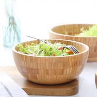 Bol en bois pour salade, bol de mélange pour masque aux herbes chinoises, grand bassin en bambou pour pétrir la pâte, logo gravé sur mesure, revêtement émaillé, style minimaliste