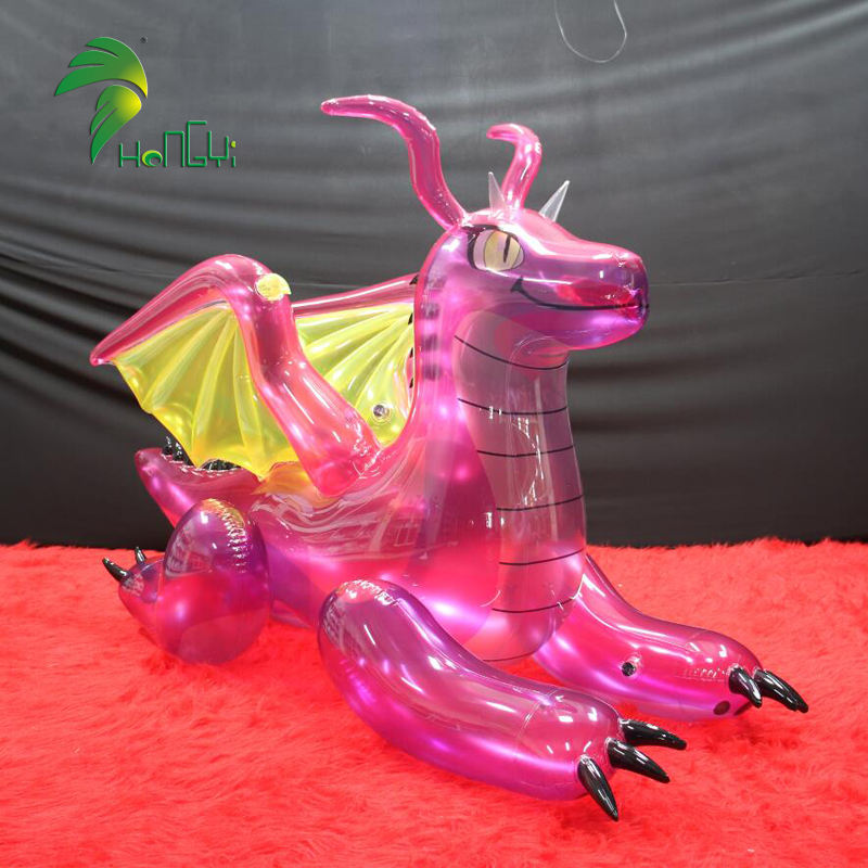 Transparent Pink Dragon Inflatable Toy - 2-4m Customizable