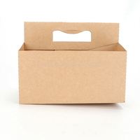 Boîtes d'emballage personnalisées à main pour boissons au thé au lait, papier kraft, 6 pièces pour bière et café, fond de gobelet en papier, boîte à emporter
