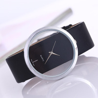Relojes Sencillos y Elegantes de Cuarzo con Diseño Calado Transparente, Correa de Cuero, Esfera Grande, para Parejas, Logotipo Personalizado, Unisex