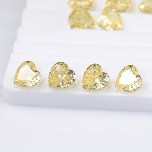 Pietre preziose sintetiche CZ taglio ghiaccio taglio <span class=keywords><strong>cuore</strong></span> giallo chiaro Zirconia pietra - Product Image 2
