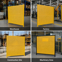 Cloison de Sécurité Modulaire à Panneaux Perforés avec Cadre en Acier, Fixation au Sol, Écran Jaune pour Division d'Entrepôt et Cellule de Machine