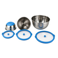 Ensemble de saladiers en acier inoxydable sans BPA avec couvercle en verre, bols mélangeurs pour cuisine commerciale, restauration et buffet, ustensiles de cuisine professionnels