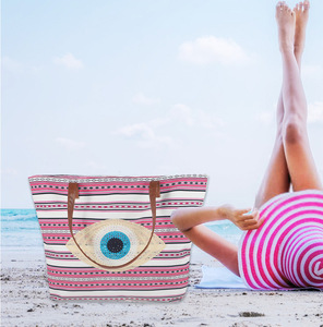 Bolsos de Mujer de Nuevo Diseño, Bolso de Hombro, Bolsos <span class=keywords><strong>y</strong></span> Carteras al por Mayor, Estilo Playero, Bolso Tote de Lona con Ojo Turco - Product Image 6