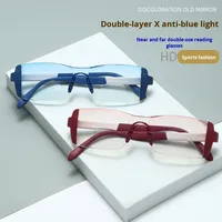 Gafas de Lectura de Luz Azul de Alta Definición de Doble Uso, Modernas, Ultraligeras, Anti-Fatiga, para Hombre y Mujer, sin Montura, Material de PC