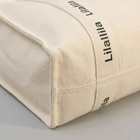 Sac fourre-tout en toile personnalisé avec logo OEM, robuste, 16 oz, réutilisable, en coton, avec sangle en sangle imprimée et poche intérieure