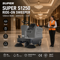 Balayeuse de rue professionnelle 1250 mm 6500 ㎡ Machine de nettoyage routier électrique à réservoir d'eau de 30 L pour usage municipal, haute efficacité