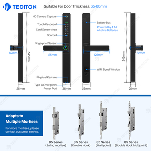 Cerradura Inteligente TEDITON Apple HomeKey con <span class=keywords><strong>C</strong></span>ámara de Visión de 80 Grados, Marco Estrecho de Aluminio, Mirilla Inteligente Tuya - Product Image 2