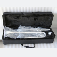 Professional Stand Bb Piston Trombone Musical Instrument with Estuche De Trombon Andboquillas De Trombone Silver Plated
