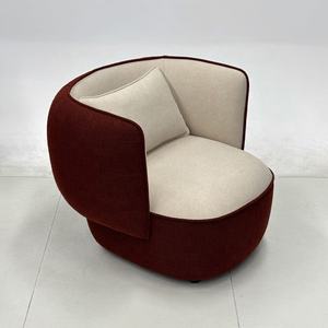 Fauteuil pivotant de salon de luxe italien moderne, rouge bordeaux, design de créateur, fauteuil d'appoint pivotant, mobilier de salon, canapé de luxe, fauteuil pivotant avec accoudoirs - Product Image 2