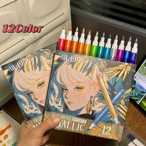 Wholesale 12-Color Plastic Metal Acrylic Brush Tip <b>Marker</b> Non-Toxic Eco-Friendly 1-5mm Tip Nail Art Painting Student DIY Drawing - Product Image 1