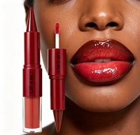 Rouge à lèvres et brillant à lèvres double embout personnalisables, maquillage longue tenue haute brillance 2-en-1, vente en gros disponible, cosmétique