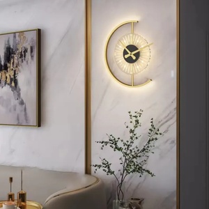 Lámpara de Pared Moderna de Lujo con LED, Base B22, Control Remoto, 3500K, Luz Blanca Cálida, Soporte de Pared, Lámpara de Noche Creativa con Reloj, Dorado, para Interiores - Product Image 2