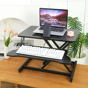 <b>Adjustable</b> Computer Desk With Keyboard Tray Pneumatic Height Standing Workbench For Laptops Tabletop Monitor Riser - Product Image 2