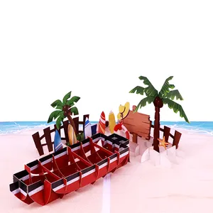 Winpsheng Personalized Funny Birthday Gift Pop Up Card Wishes Card Boat 3d Pop Up Card