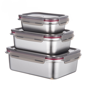 Kín thép không gỉ lưu trữ nắp nhựa Microwaveable nhà bếp lưu trữ hộp kín lon cho tủ lạnh Crisper sử dụng nhà - Product Image 1