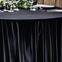 Nappe ronde de 120 pouces Nappes en velours en peluche noire pour banquet de mariage