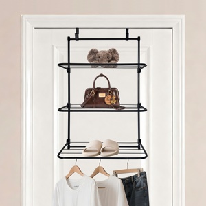 Porte-serviettes mural multifonctionnel sans perçage, étanche, en métal, pour salle de bain - Product Image 4