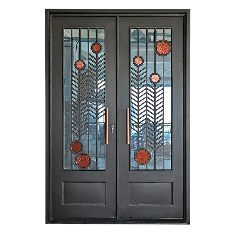 Catalogue de conception de porte en fonte Design sectionnel verre acier forgé Design graphique Simple Design moderne entrée extérieur coulissant